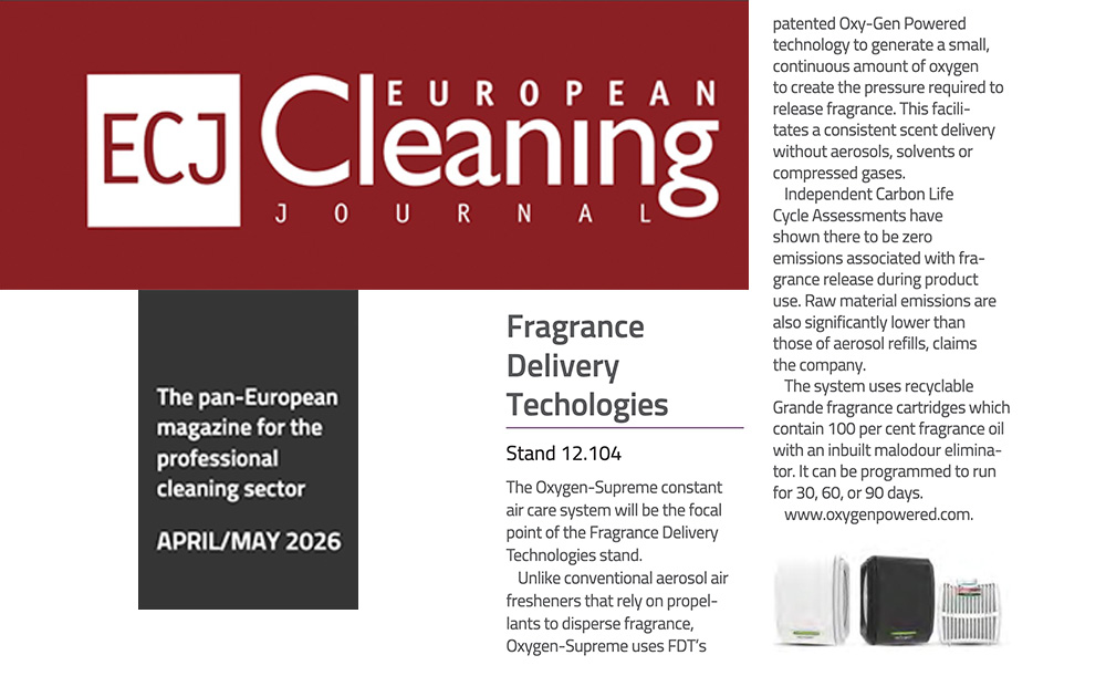 ECJ: April/May 2026: The Oxygen-Supreme constant air care system will be the focal point of the Fragrance Delivery Technologies stand.