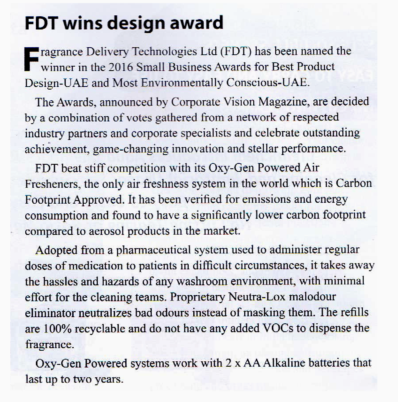 FDT wins Design Award